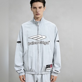 Balenciaga 春季新款短袖 巴黎世家立領套裝，純棉長袖長褲套裝，上身效果