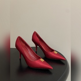 2026春夏新款Balenciaga巴黎世家26Fw尖頭BB金屬扣高跟單鞋後空細
