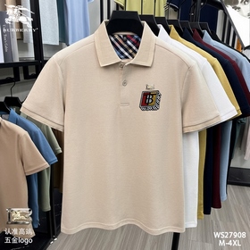 [ 巴寶莉 ]意大利IT夏秋季新款高級時裝休閑翻領短袖T恤、專櫃同款支持驗貨 簡