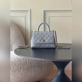 CHANEL新品26c COCOHANDLE 小號手提COCO 淺灰 專櫃貨售