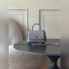 CHANEL新品26C COCOHANDLE mini 手提COCO 淺灰 專櫃