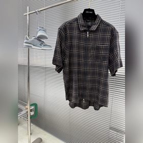 -Chrome hearts克羅心格紋棉寶劍拉鍊短袖襯衫 本品采用320g高支
