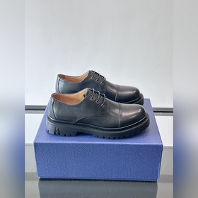 Dior 2026春季Explor德比鞋，黑色皮革+Oblique印花拼接，細節