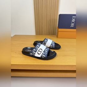 [Dior]迪奧 -高端品質 原單·休閑涼拖鞋 -鞋面：進口 荔紋小牛皮.品牌金