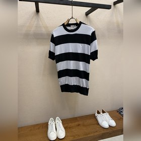 Dior，棉質針織面料條紋圖案條針織衫 2026 FW 迪奧夏季新款圓領短袖針