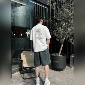 Dior.迪奧  新款潮牌情侶圓領T恤！雙面燙畫設計.色彩線條搭配品牌字母圖形