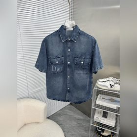 DIOR迪奧 短袖襯衣款牛仔外套 精選進口丹甯牛仔面料，logo提花，重工洗水，