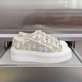 頂級版本：女款 Dior迪奧Walk n系列 老花 刺繡 厚底帆布鞋 情侶款 休