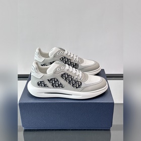 Dior B25老花運動鞋，牛皮革+網布拼接，側面 Oblique 老花超有辨識