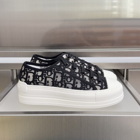 頂級版本：女款 Dior迪奧Walk n系列 老花 刺繡 厚底帆布鞋 情侶款 休