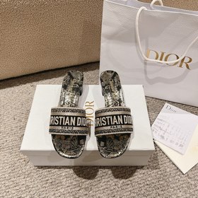 代購級别！ 經典迪奧logo電腦繡帆布方跟拖鞋，上乘美豔力作 dior專櫃最火春
