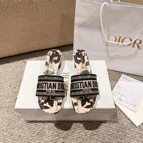 代購級别！ 經典迪奧logo電腦繡帆布方跟拖鞋，上乘美豔力作 dior專櫃最火春