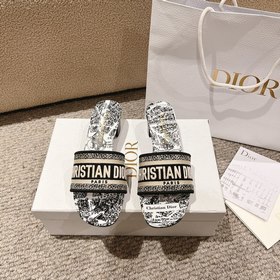 代購級别！ 經典迪奧logo電腦繡帆布方跟拖鞋，上乘美豔力作 dior專櫃最火春