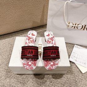 代購級别！ 經典迪奧logo電腦繡帆布方跟拖鞋，上乘美豔力作 dior專櫃最火春