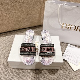 代購級别！ 經典迪奧logo電腦繡帆布方跟拖鞋，上乘美豔力作 dior專櫃最火春