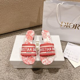 代購級别！ 經典迪奧logo電腦繡帆布方跟拖鞋，上乘美豔力作 dior專櫃最火春