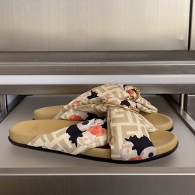 頂級版本：情侶款 Fendi 芬迪 Feel系列 交叉 綢緞 平底 涼拖鞋 墊料