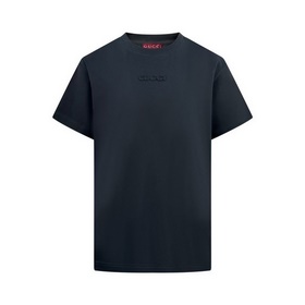 Gucci 标識刺繡短袖 定制定染雅緻炭深灰絲綿 柔軟細膩 舒适貼膚 以沉穩的炭