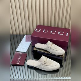 2026早秋 Gucci Jordaan系列 新品5D立體鹿皮迷你雙GG壓紋單鞋