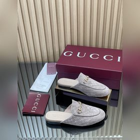 2026早秋 Gucci Jordaan系列 新品5D立體鹿皮迷你雙GG壓紋單鞋