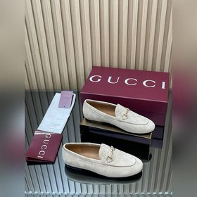 2026早秋 Gucci Jordaan系列 新品5D立體鹿皮迷你雙GG壓紋單鞋