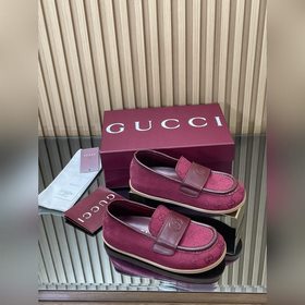 2026  新品厚底Gucci 互扣式刺繡大G橫帶穆勒鞋 迷你GG壓紋樂福鞋