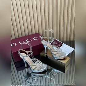 2026春夏系列 G家新款 GUcci編織 水晶鑽鑲嵌互扣式雙G扣涼鞋 高跟防水
