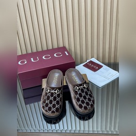 2026早春系列 古奇 春秋  水晶鑽G G金絲天鵝絨 新品GuCci穆勒鞋