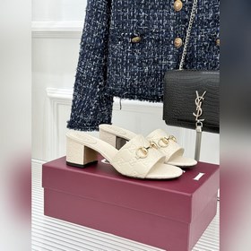Gucci，古馳26WF春夏新品馬銜扣 魚嘴粗跟拖鞋 以時光為經緯 以自由為針線