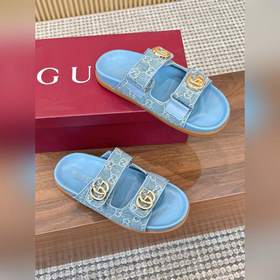 [布面 ]福利新品厚底GuCci互扣式刺繡大G橫帶穆勒鞋 原版一比一複制，最高版