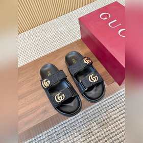 [布面 ]福利新品厚底GuCci互扣式刺繡大G橫帶穆勒鞋 原版一比一複制，最高版
