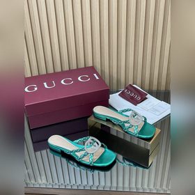 2026夏季 G家新款 手工編織帶涼鞋 GUcci水晶鑽鑲嵌互扣式雙G扣拖鞋 平