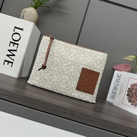 Loewe  提花帆布手拿包 男女同款 Anagram 提花布和牛皮革長方形小