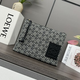 Loewe  提花帆布手拿包 男女同款 Anagram 提花布和牛皮革長方形小