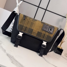 Loewe 高品質 (全鋼五金)新款 中號帆布和磨砂絨面革Flex郵差包 采用