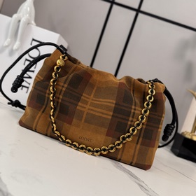 Loewe  中號格紋絨面革 Flamenco Purse 手拿包 輕盈柔軟