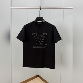 LV  路易威登 春夏LV 标志水晶點綴短袖T恤，正面飾水晶點狀圖案設計，