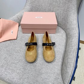 G069 MiuMiu 缪缪 26ss早春新款 平底 麂皮 瑪麗珍鞋 miu系