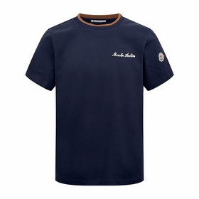 Moncler 刺繡标識假倆件短袖 定制雲柔平紋棉 柔軟細膩 舒适貼膚 以海軍藍