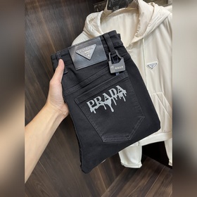 Prada 獨家專供新款 普拉達潮男時尚闊腿牛仔褲，高端歐版原單褲子，潮流時尚休