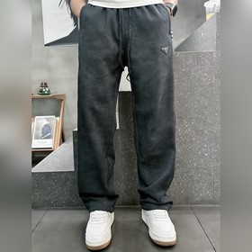 普拉達Prada 天絲髒洗老錢風休閑褲 男士松弛感寬松直筒薄款長褲 尺碼：M-