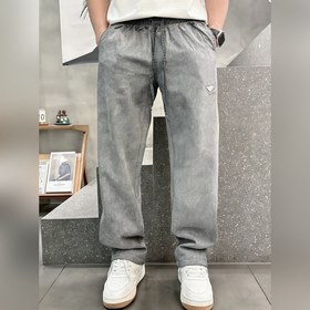 普拉達Prada 天絲髒洗老錢風休閑褲 男士松弛感寬松直筒薄款長褲 尺碼：M-