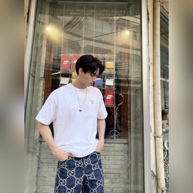 PRADA 經典标識拼接圓領短袖 正品8407購入開發 16支單紗精疏棉 1*1