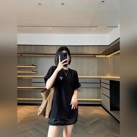 PRADA 經典标識拼接圓領短袖 正品8407購入開發 16支單紗精疏棉 1*1