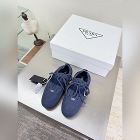 Prada 普拉達 洗水帆布運動鞋 松弛感 絕佳 藍色 PRADA 大底手工串