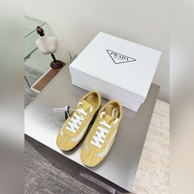 透氣網面 Prada 套底工藝 運動鞋 高端精品 普拉達 姜黃 PRADA