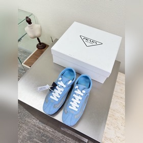 透氣網面  Prada 套底工藝 運動鞋 高端精品 普拉達 藍色 PRAD