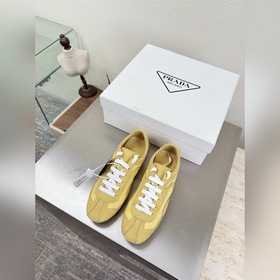 Prada 套底工藝 運動鞋 高端精品 普拉達 淡黃 PRADA 大底手工串線