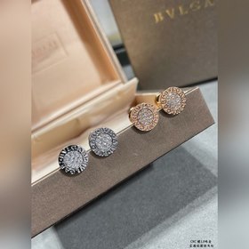 b926CNC對版 V金鍍咪金 寶格麗高級滿鑽圓餅耳釘 原版飛碟耳塞 高端定制
