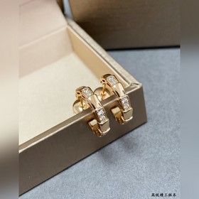 b909寶格麗小號光面間隔鑽蛇骨耳環，原版刻字 美膩 一比一定制 看做工看細節看